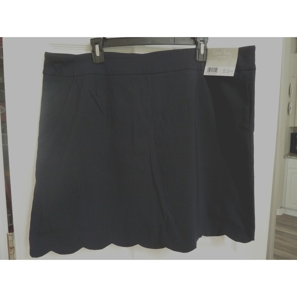 NWT CORAL BAY WOMAN Plus Sz 2X Skort Elastic Waist Comfort Stretch Navy